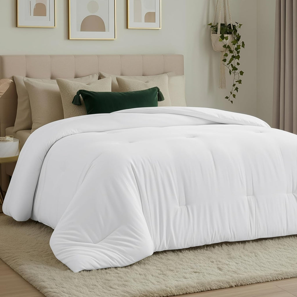 Utopia Bedding Edredón Talla Queen | Insertos de Plumón Alternativo para Todas las Estaciones | Con Pestañas en las Esquinas | Lavable a Máquina | 88 x 88 Pulgadas | Blanco