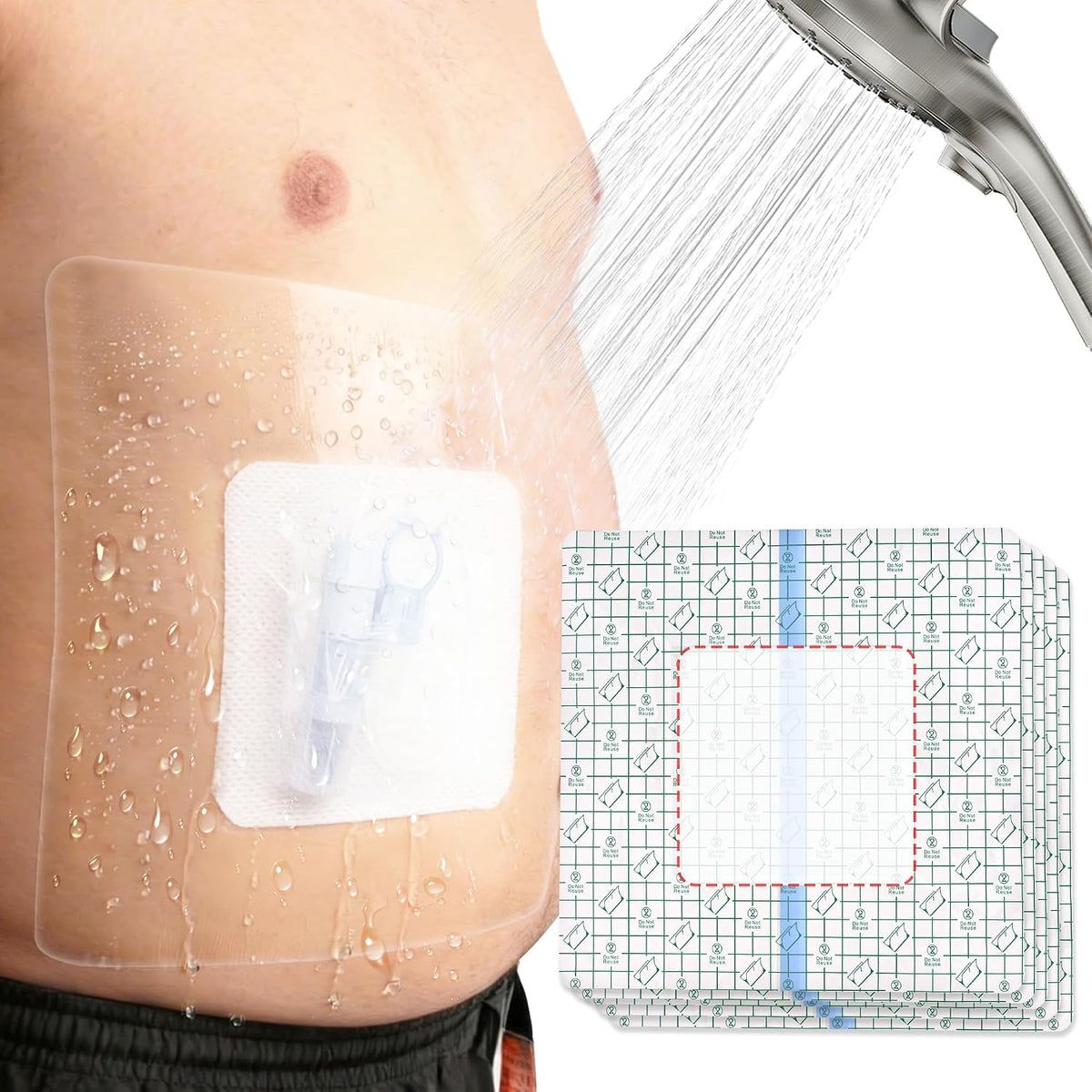 15 protectores de ducha de 26 x 26 cm (10,2" x 10,2") para heridas, vendaje protector impermeable grande con almohadilla central antiadherente, película adhesiva para catéter de diálisis y línea PICC postoperatoria