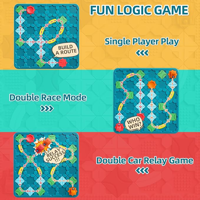 Juego de Mesa STEM Educativo Constructor de Caminos – 8 Tableros Super Grande, Rompecabezas Lógico Montessori para Niños 3-8 Años