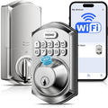 Cerradura Inteligente TEEHO TE012W WiFi | Huella Digital | Teclado sin Llave | Control por App | Alexa | IP55 | Niquel Satinado