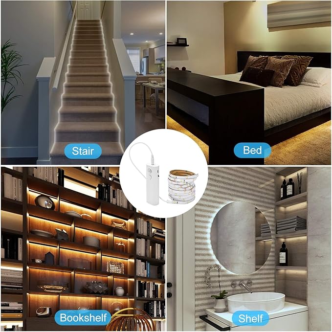 Pack 2 Tiras LED con Sensor de Movimiento Recargables – 30 LED Blanco Frío 6000K