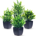 Greentime Juego de 4 mini plantas artificiales en maceta negra, pequeña planta artificial en maceta para interior, hogar, oficina, granja, baño, decoración de mesa