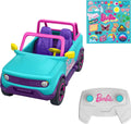 SUV teledirigido Barbie de Hot Wheels y pegatinas. Puede albergar y guardar 2 muñecas Barbie y accesorios. Pegatinas para personalizar. 