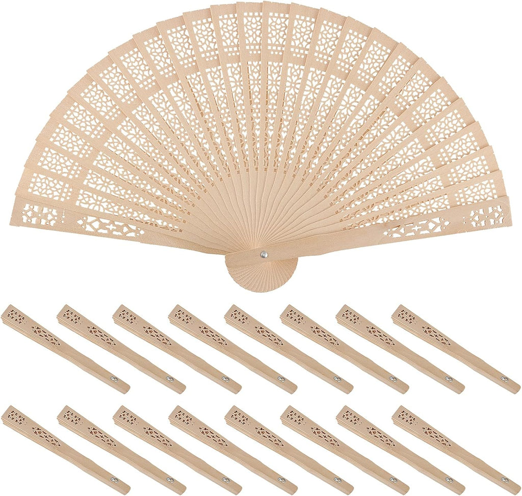 HAKZEON Set de 60 Abanicos de Sandalo 8 Pulgadas | Abanicos Plegables de Madera para Bodas y Fiestas