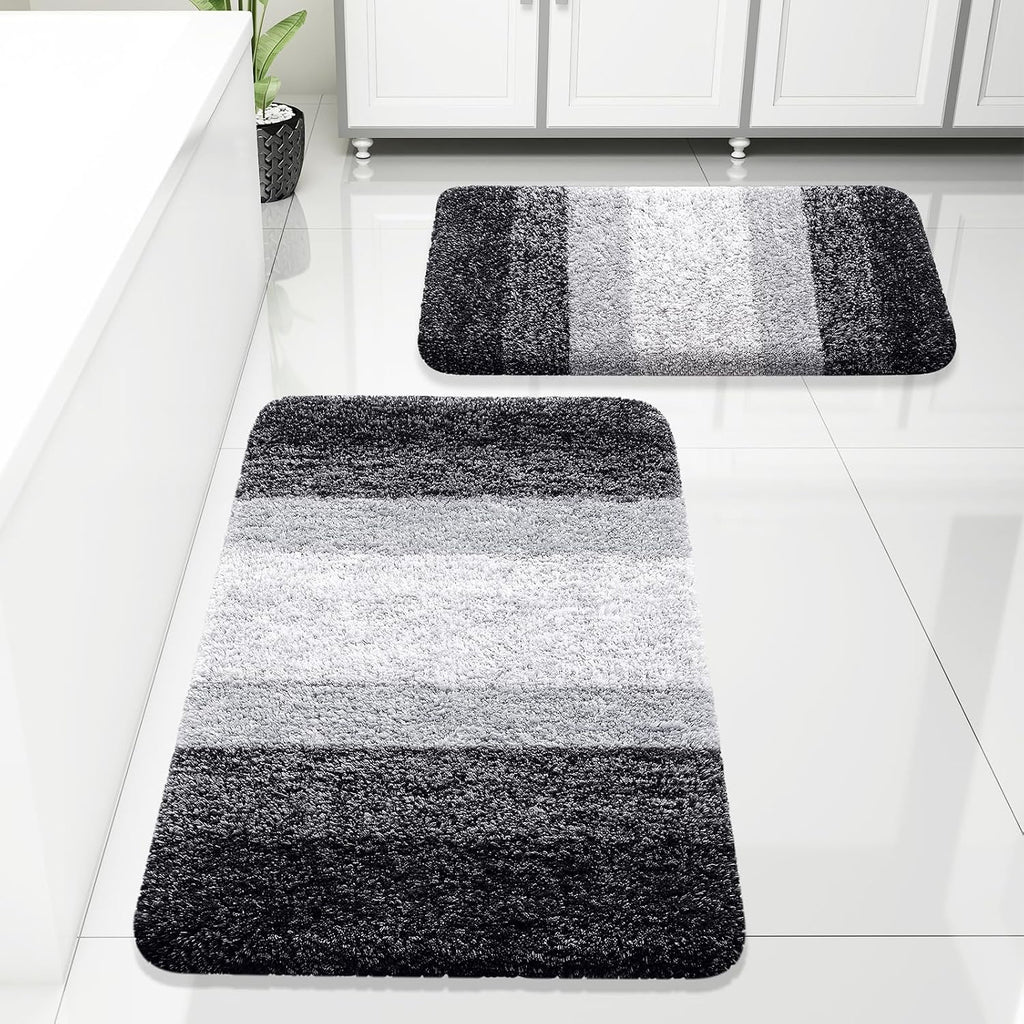 Juego de Alfombras de Baño Arotive 2 Piezas – Microfibra Suave, Antideslizante y Lavable a Máquina | Negro