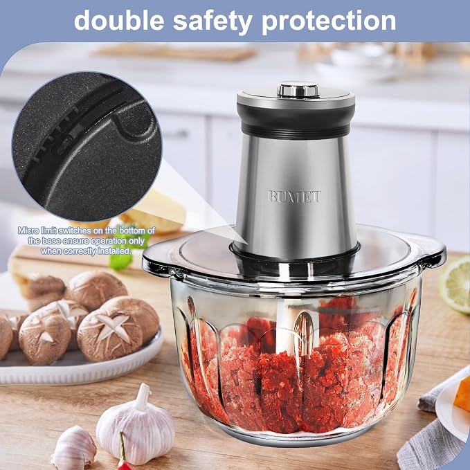 ⚠️ PRESENTA USO, NO AFECTA SU FUNCIONAMIENTO | Procesador de Alimentos Eléctrico BUMET 850W – Tazón Vidrio 16 Tazas, Cuchilla 6 Filos, Temporizador LED