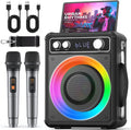 Máquina de karaoke VOSOCO con 2 micrófonos inalámbricos, altavoz Bluetooth portátil para adultos y niños, sistema de megafonía compatible con TWS, ajuste de eco, TF, USB y AUX para fiestas en casa, exteriores y viajes.