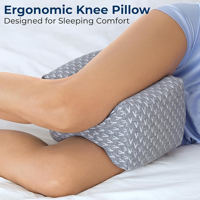 5 STARS UNITED Almohada de rodilla para personas que duermen de lado, alivio del dolor de cadera, cojín de espuma viscoelástica para dormir de lado, almohada entre piernas para ciática y dolor de espalda