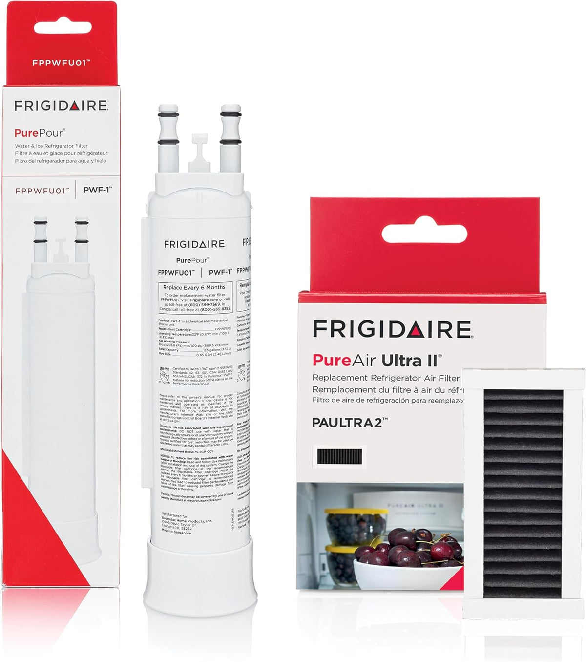 Kit Combo de Filtros de Agua y Aire Frigidaire | PurePour PWF-1 (FPPWFU01) y PureAir Ultra II (PAULTRA2)