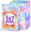 Bolsas Holográficas ANZNKU Pack x50 — 5"x7" Resellables, Colores Arcoíris, Para Empaque de Negocio, Dulces y Joyería