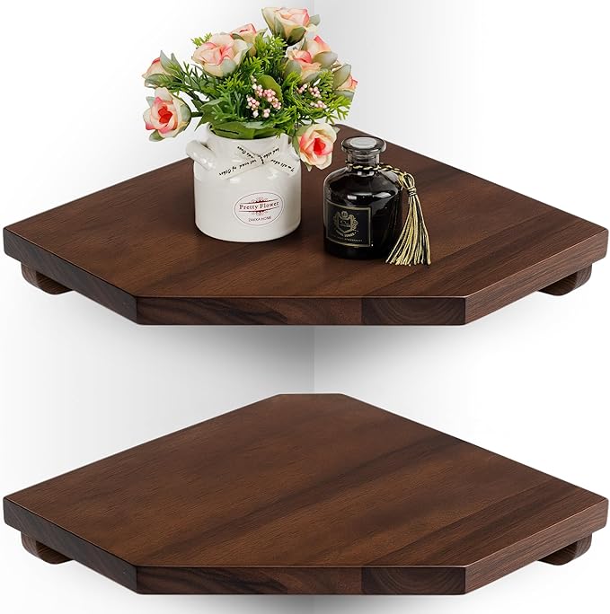 Repisas Flotantes Hexagonales Demigo Set x2 — Madera Acacia Sólida para Esquinas