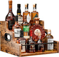 Estante para botellas de licor KLM, organizador de jarabe para café, botellero de 3 niveles para encimera, minibar, mueble para licores, estante retro para bar en casa para licores, whisky y bebidas espirituosas.