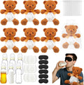 Yearntown 6 Set Bottle Chug Baby Shower Games Tan Brown Bear Blindfolded Diaper Changing Games Kits Bottles Diapers Blindfold Eye Masks Bear Baby Shower Party Guest Gifts