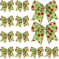 Moños Navideños DIYDEC Pack x12 — 6.3 Pulgadas, Rojo y Verde con Puntos Brillantes, Para Árbol, Corona y Decoración