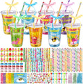 Afarnook 24 Sets Regalos de Fin de Año para Estudiantes Artículos de Papelería de Verano a Granel Recuerdos de Fiesta Lápices Borradores Sacapuntas Vaso Pulseras de Bofetada Pegatinas Manos Adhesivas Tarjeta para Regalos de Clase Recompensa de Clase