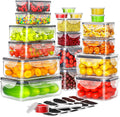 Set de 40 Piezas de Contenedores Herméticos para Alimentos | 18 Envases y 18 Tapas | Plástico Apilable 100% a Prueba de Fugas | Aptos para Microondas