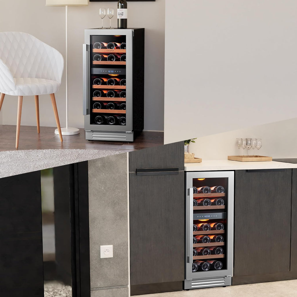 Ca'Lefort 15 Inch Wine Fridge - 28 Bottle Wine Cooler Refrigerator