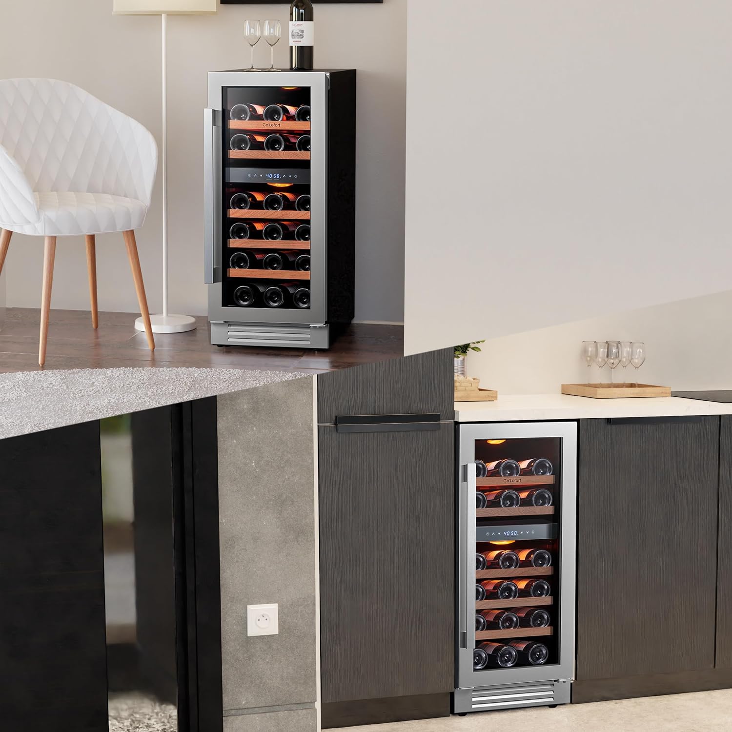 Ca'Lefort 15 Inch Wine Fridge - 28 Bottle Wine Cooler Refrigerator