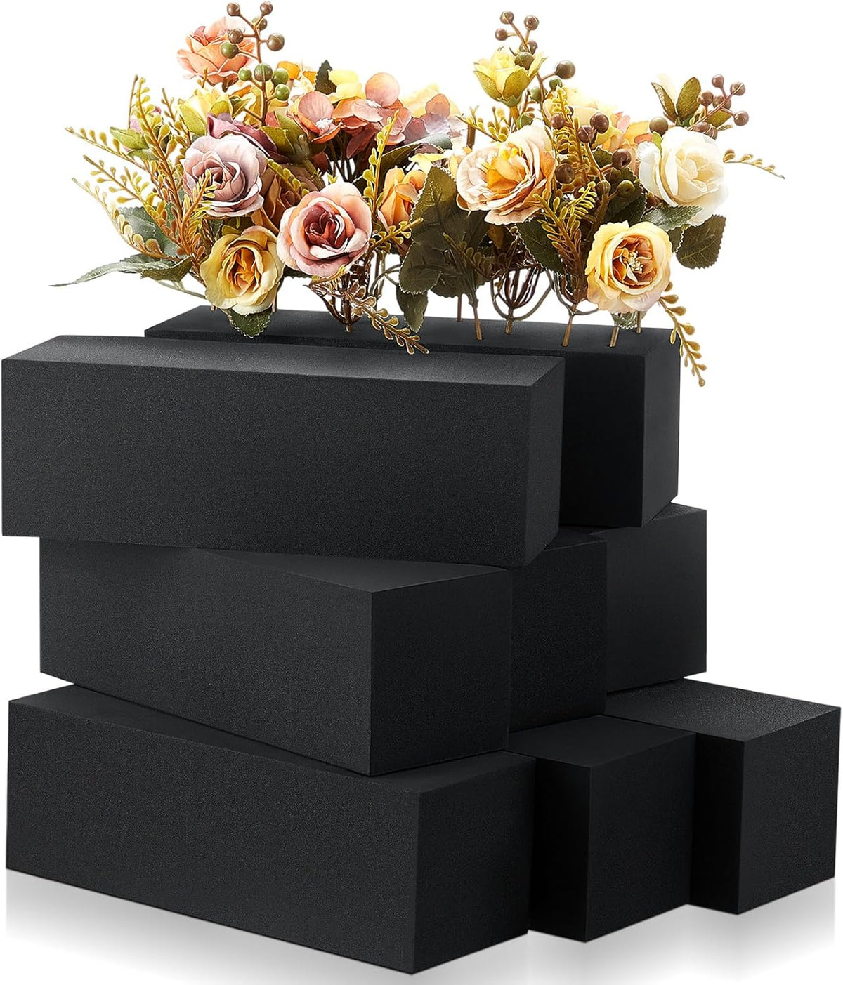 NO INCLUYE LAS FLORES. Lallisa 8 Bloques de Espuma Floral Reutilizable | Resistente al Agua para Arreglos Artificiales | Jardineras y Decoración de Bodas | 23x8x8 cm