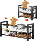 Zapatero extensible de 3 niveles HDDTTZ, organizador de almacenamiento de zapatos ajustable, zapatero independiente de metal resistente para entrada, armario o puerta (negro)