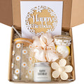 Regalos de cumpleaños JTEWB para mujeres, adolescentes, para ella, caja de regalo de feliz cumpleaños para niñas, mujeres, hermanas, hijas, amigas, juego de regalo de 7 vasos de vidrio con estética de margarita