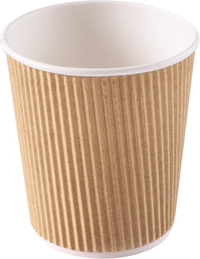 Vasos de Papel Kraft NYHI 6oz Pack de 150 — 3 Capas Onduladas Aislantes, Desechables, Café y Bebidas Frías
