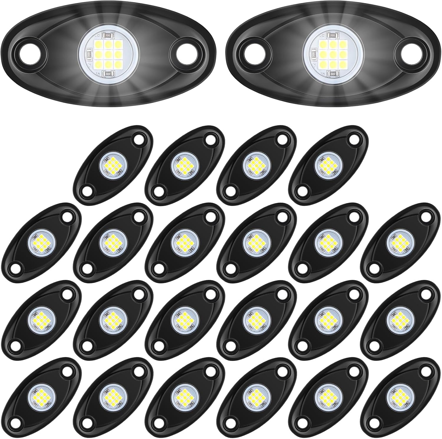Treela 20 Pods Rock Lights Pure Ambient Underglow Lights for Car SUV Waterproof Neon Trail Rig LED Lamp Lighting for Truck Motorcycle ATV UTV(White)