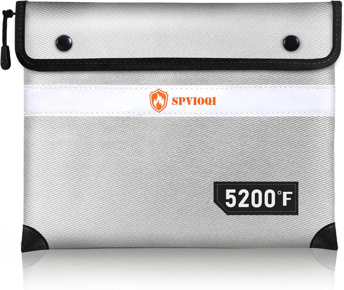 Bolsa Ignífuga para Documentos 5200°F – 14.2"x11", 8 Capas, Impermeable con Cierre | Protege Efectivo, Documentos y Valores