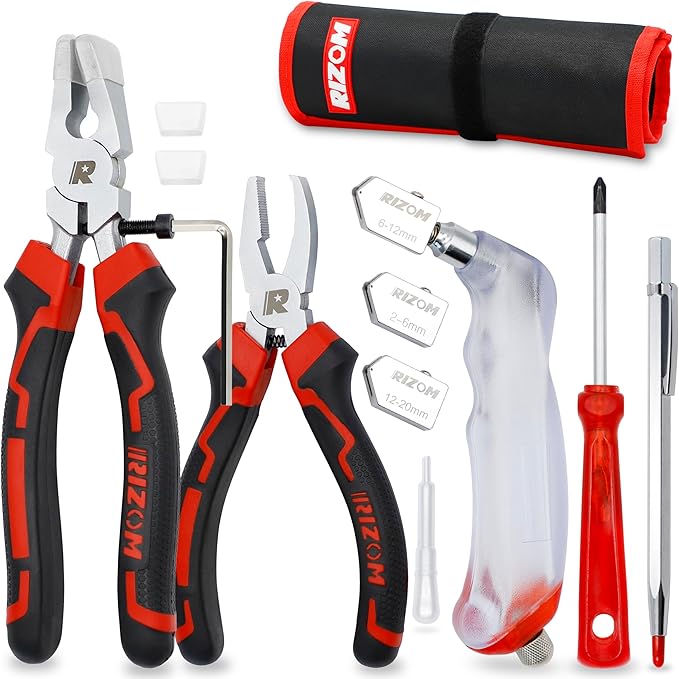 Rizom Kit de Corte de Vidrio 2-20mm – Cortador Autoengrasado, Alicates y Accesorios
