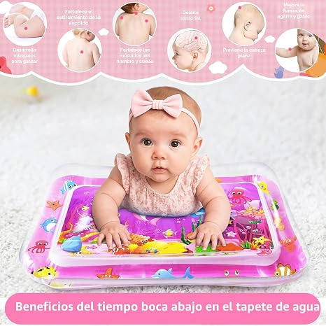 Yeeeasy Tapete de Agua para Tiempo Boca Abajo para Niña, Juguetes para Bebé Niña de 0, 3, 6, 9, 12 Meses, Regalos para Bebé Niña, Juguetes Sensoriales de Desarrollo