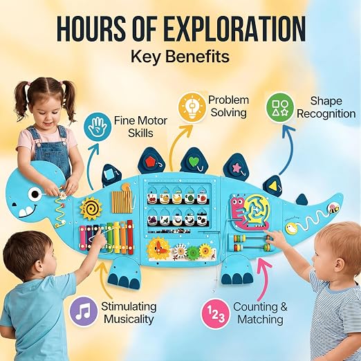 Tablero de actividades de pared, panel sensorial para niños, centro de actividades de aprendizaje 12 en 1, tablero de actividades grande de madera