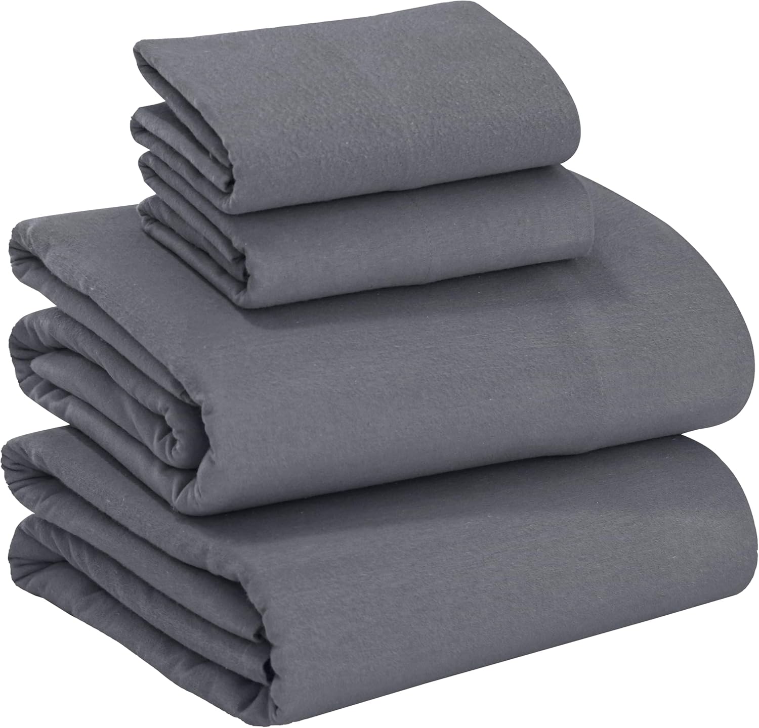 RUVANTI 100% Cotton Flannel Sheets King Size - 4 Piece Warm, Soft & Breathable, Deep Pocket, Double Brushed Cozy All Season Bedding Set, Dark Grey