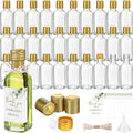 FALTAN 4 BOTELLAS Y NO TRAEN TAPA. Set de 30 Mini Botellas de Vidrio Reallnaive para Aceite de Oliva 3 oz | Tapa de Rosca Dorada Antiderrame | Recuerdos de Boda con Stickers de Agradecimiento