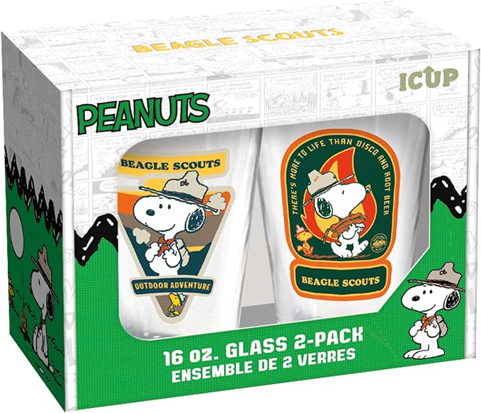 ⚠️ SOLO VIENE UN VASO - Set de 2 Vasos Pinta Snoopy Beagle Scouts ICUP — Vidrio Coleccionable con Diseño Oficial de Peanuts