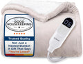 Bedsure Heated Blanket Throw Blanket - Fast Heating Electric Blanket, Soft Flannel Heated Throw with 4 Time Settings, 6 Heating Settings, Warm Gifts for Grandma (50x60 inches, Cream)