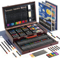 GOTIDEAL 143-Piece Kids Art Set - Complete Coloring Kit with Drawing Pads, Watercolor Paints, Crayons, Colored Pencils - Wooden Case - Gift for Kids, Teens, Beginners (Auburn)