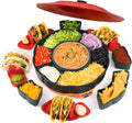 Kit para el Martes de Tacos, Set para servir tacos en una fiesta con control de 3 temperaturas, olla calefactora de 976 ml, 6 bandejas extraíbles y 4 soportes para tacos, barra giratoria para tacos para burritos, nachos y fajitas, Regalo de Navidad