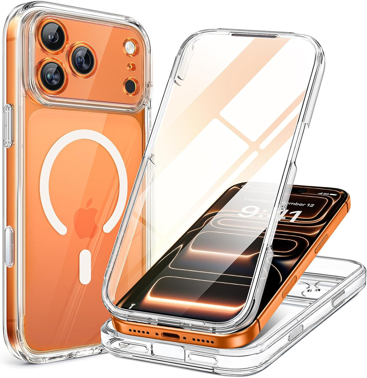 Funda Magnetica Miracase para iPhone 17 Pro 6.3 Pulgadas | Compatible con MagSafe, Protector de Pantalla y Camara Integrados | Antichoque, Transparente