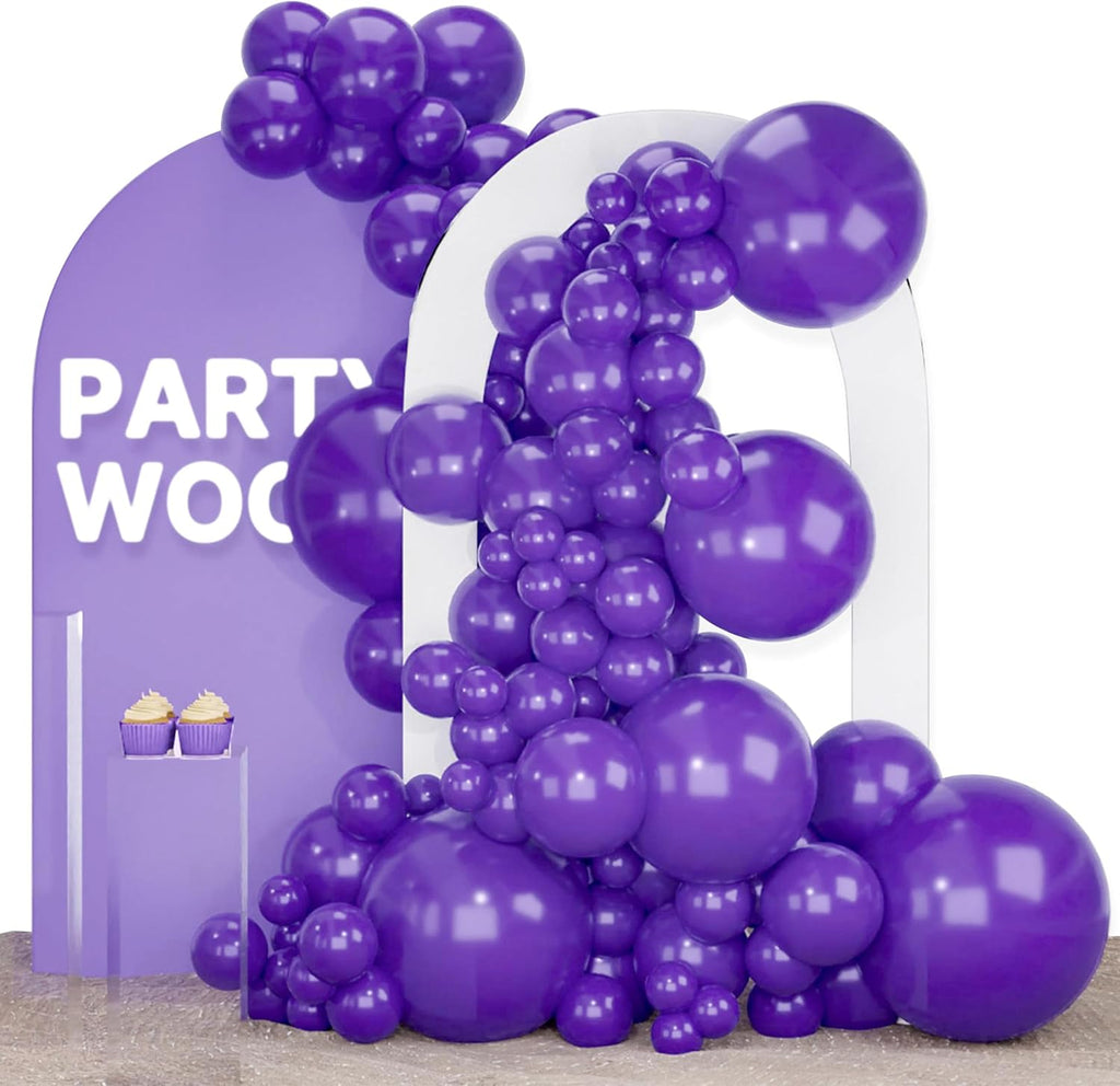 Globos morados oscuros PartyWoo, 140 unidades, diferentes tamaños de 18, 12, 10, 5 pulgadas, kit de arco de globos de látex morado real para cumpleaños, baby shower, graduación, aniversario, despedida de soltera, decoraciones moradas-Y16