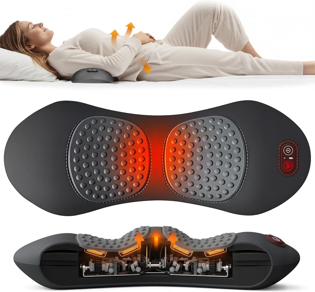 ACCESORIOS SOLO CABLE USB ) Cojín de Soporte Lumbar Eléctrico BroWood 3 en 1 | Para Sillas, Camas y Viaje | Masajeador de Espalda con Calor | Masaje de Tejido Profundo para Aliviar el Dolor