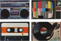 Individuales de Mesa Retro de Casetes Set de 4 | Manteles Individuales de Lino Limpiables, Impermeables, Rectangulares para Cocina y Comedor, 46 x 30 cm