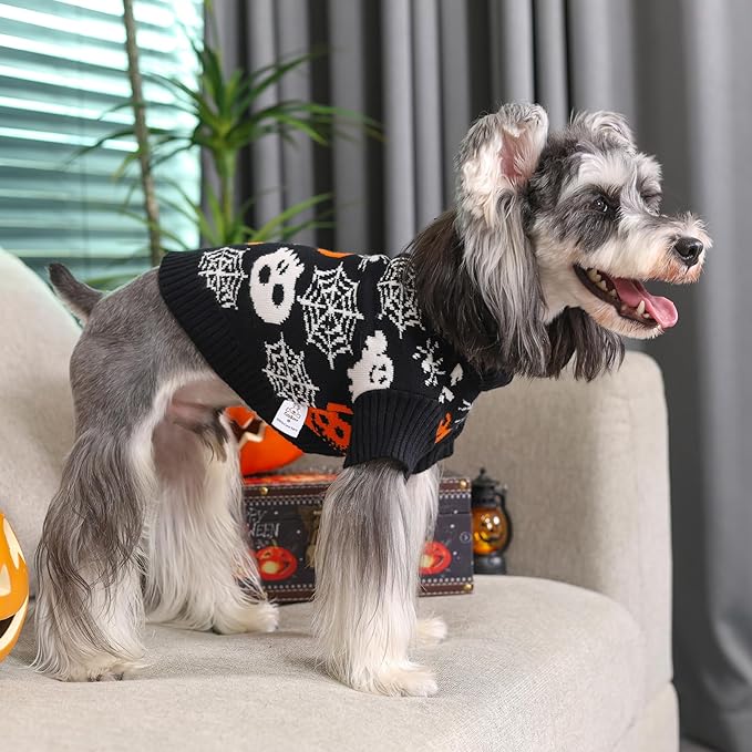 Suéter para perro CuteBone Skull, suéter negro para perro con orificio para correa, ropa para cachorros de tamaño mediano, sudaderas cómodas para cachorros Chihuahua Yorkie Teacup DS100S