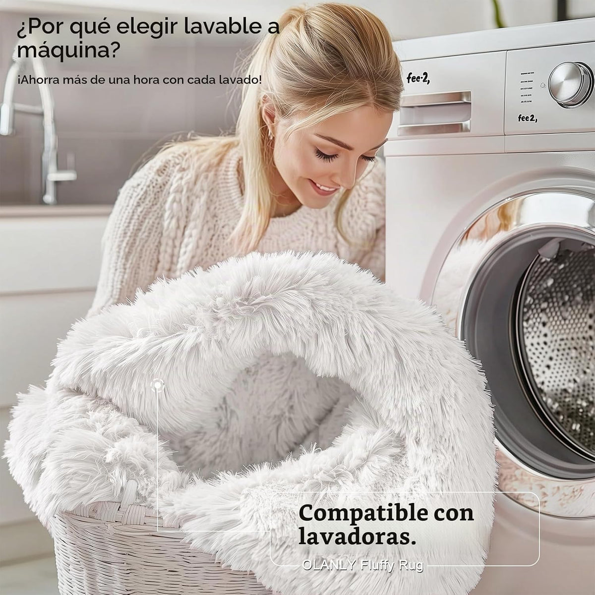 OLANLY Alfombra redonda blanca para dormitorio, lavables a máquina, alfombra circular para sala de estar, alfombra suave y esponjosa para adolescentes y niños, cuarto de bebé