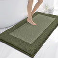 Alfombras de baño de 30 x 60 pulgadas, antideslizantes, extrasuaves, absorbentes, lavables a máquina, de secado rápido, para suelo de baño, ducha, bañera y fregadero, color verde oliva y verde