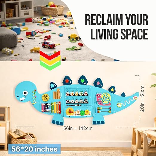 Tablero de actividades de pared, panel sensorial para niños, centro de actividades de aprendizaje 12 en 1, tablero de actividades grande de madera