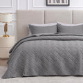 Love's cabin - Juego de ropa de cama de tamaño King, color gris, colcha de verano de microfibra ligera, patrón de ondas, para todas las estaciones, 3 piezas (1 edredón, 2 fundas de almohada)