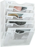 PAG Hanging Wall File Holder Mail Organizer Wall Mount Document Letter Rack, 5-Tier, White
