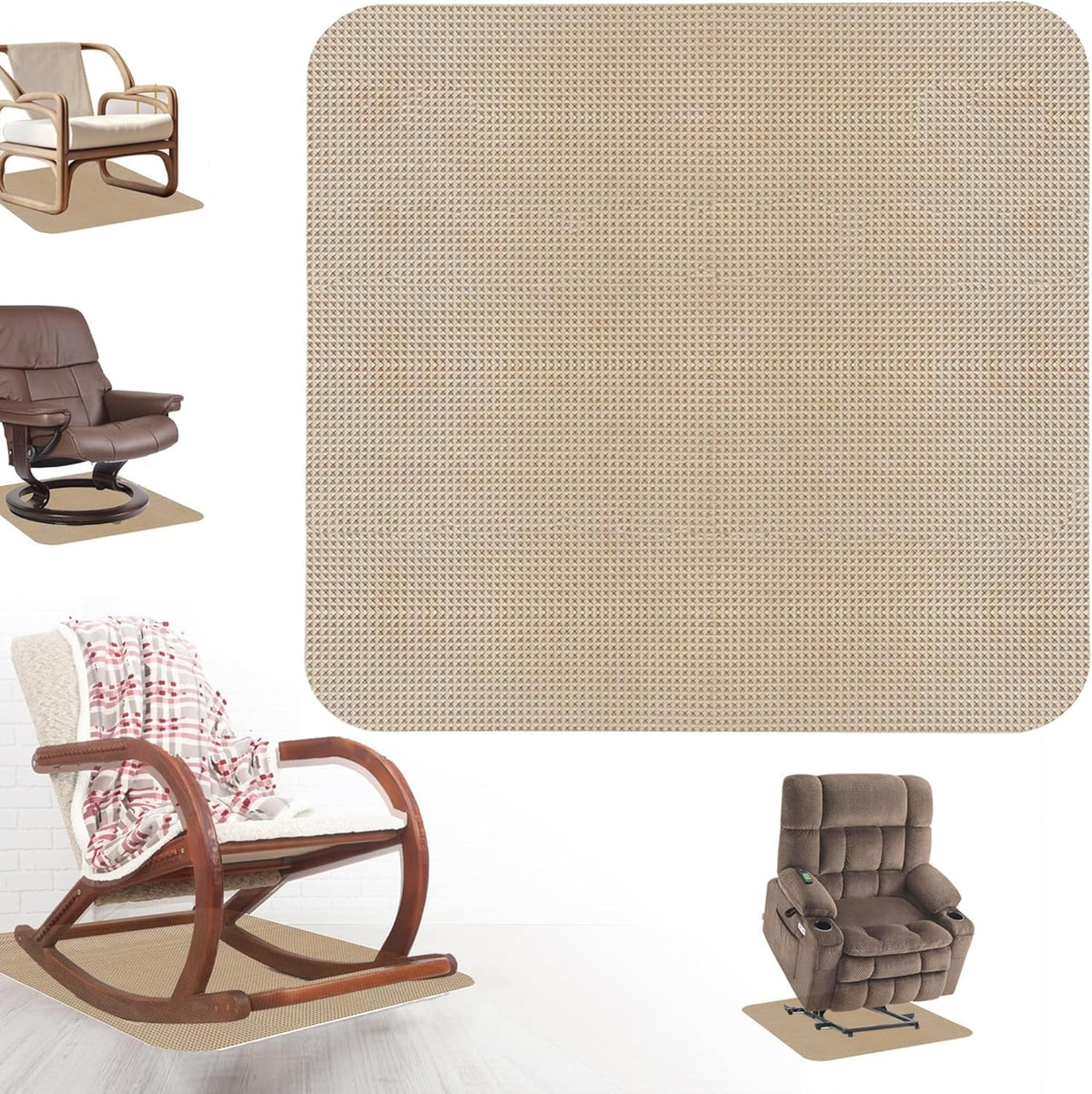 Almohadillas Antideslizantes para Reclinables en Piso de Madera | Protectores de Piso Evitan Deslizamiento Muebles Sillas Giratorias Camel