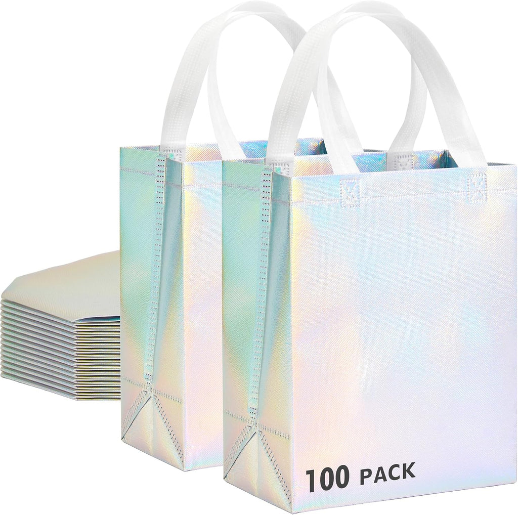 Nuevo, caja abierta: 100 bolsas de regalo holográficas reutilizables