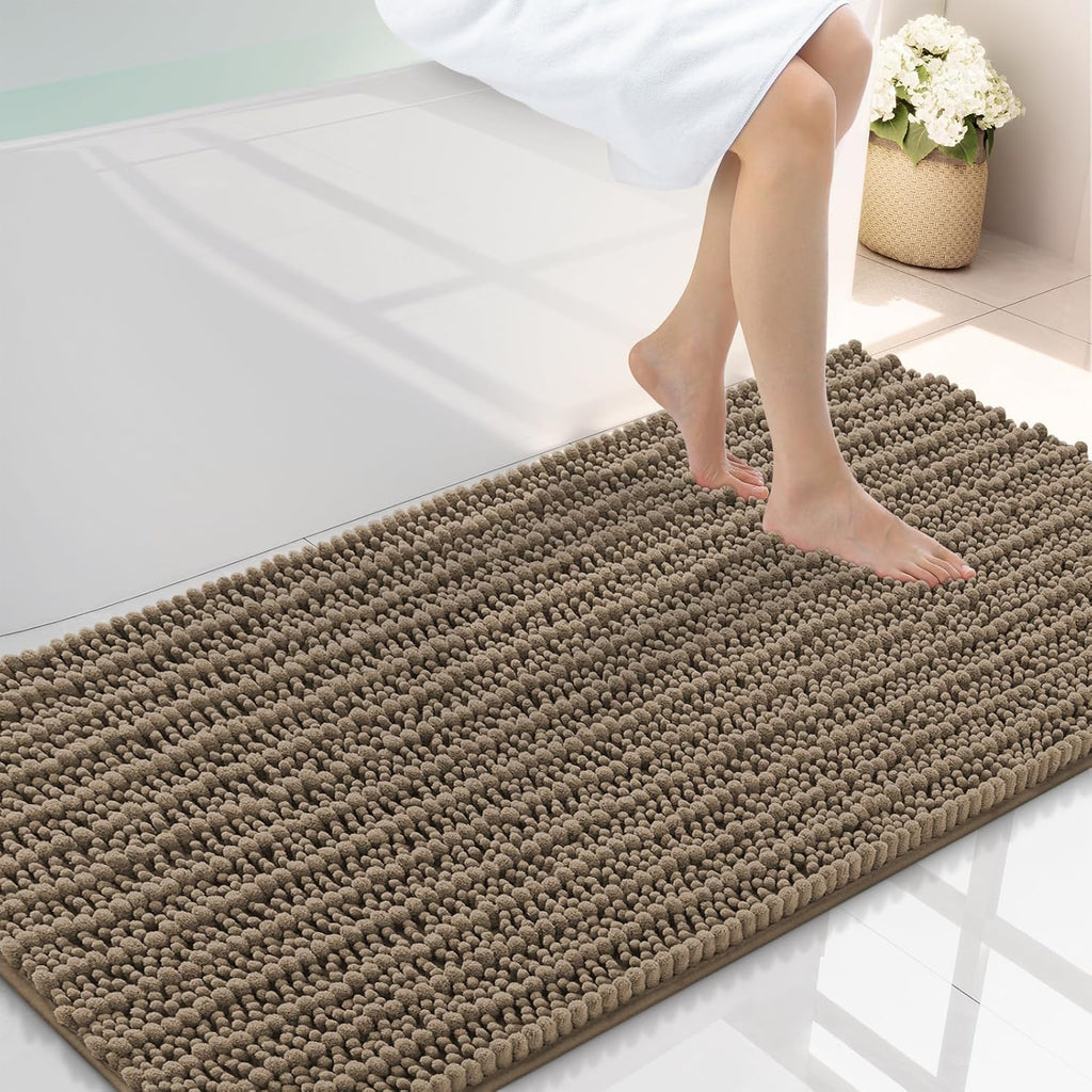 Smiry Bathroom Rugs Mat 44x24, Extra Soft Absorbent Chenille Bath Rugs, Non Slip Rubber Backing Machine Washable Quick Dry Bath Mats for Bathroom Floor, Tub, Shower, Home Decor Accessories, Camel